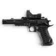 id-paintball UX RaceGun CO2-Pistole in Schwarz mit GDS Point Sight, Kompensator und Picatinny-Schiene