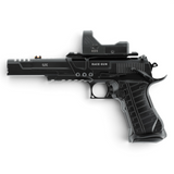 id-paintball UX RaceGun CO2-Pistole in Schwarz mit GDS Point Sight, Kompensator und Picatinny-Schiene