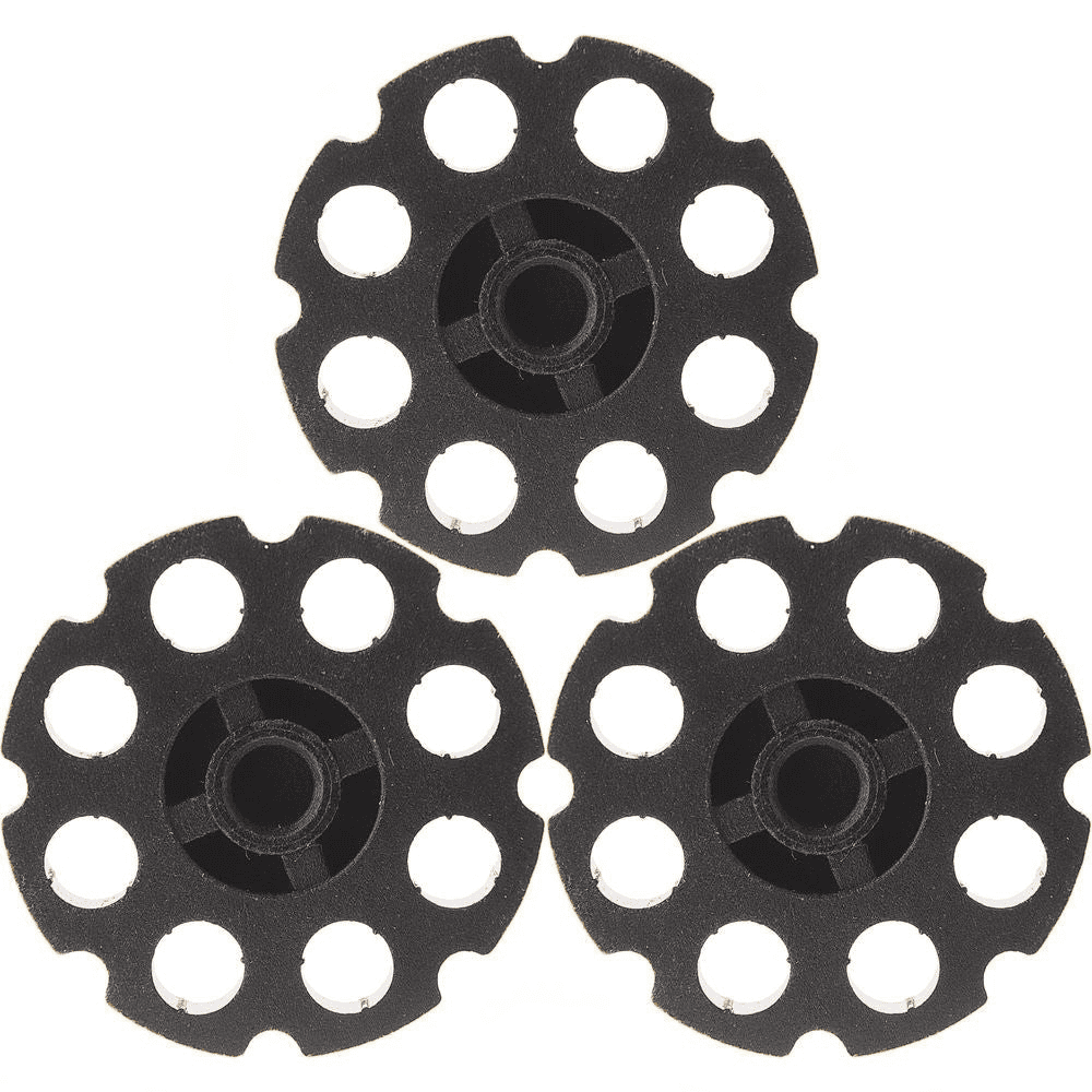 Drei schwarze 8-Schuss-Trommelmagazine für die id-paintball UX SPA Expert CO2-Pistole im Kaliber 4,5 mm Diabolo.
