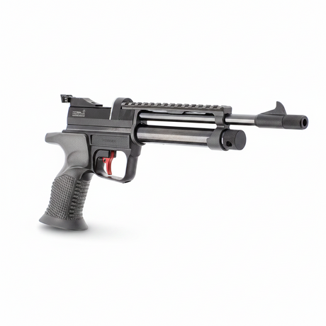 id-paintball UX SPA Professional CO2-Luftpistole im Kaliber 5,5 mm mit schwarzem Gehäuse und rotem Abzug
