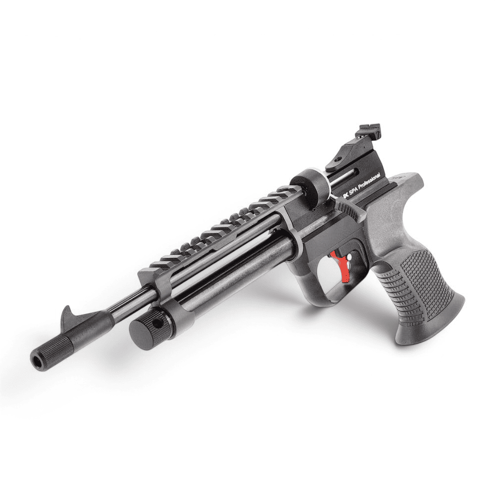 id-paintball UX SPA Professional CO2-Luftpistole in Schwarz mit Picatinny-Schiene und rotem Abzug
