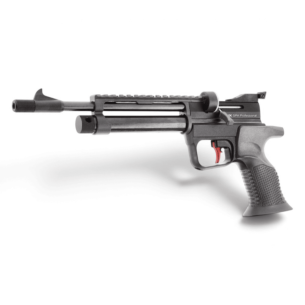 id-paintball UX SPA Professional CO2-Luftpistole in Schwarz mit 4,5 mm Kaliber, Picatinny-Schiene und rotem Abzug