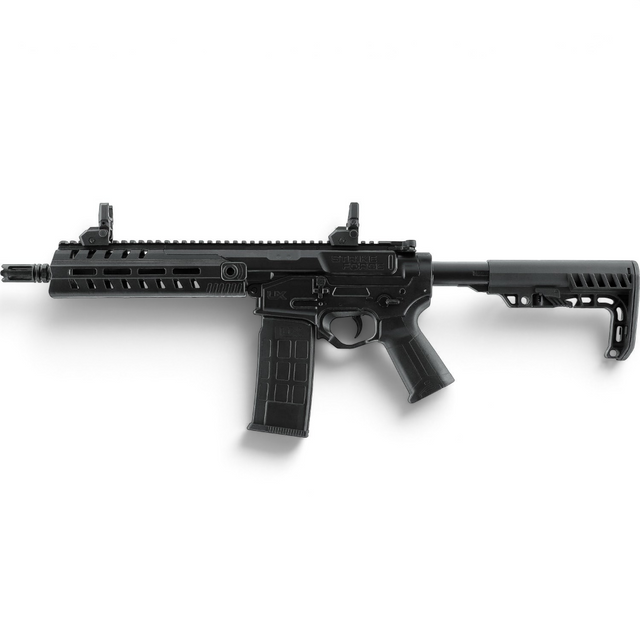 id-paintball UX Strike Force CO2-Sportgewehr in Schwarz mit AR-Design, M-LOK-Vorderschaft und verstellbarem Schubschaft.