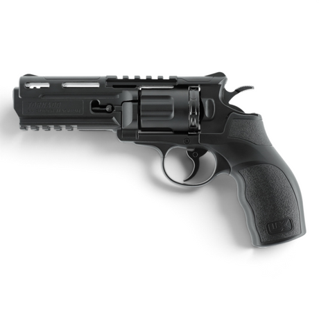 id-paintball Umarex UX Tornado CO2-Revolver in Schwarz mit 10-Schuss-Trommel, Polymergehäuse und Picatinny-Schienen.