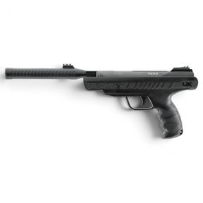id-paintball UX Trevox Knicklauf-Luftpistole in Schwarz mit Silence Air Schalldämpfer und ergonomischem Griff