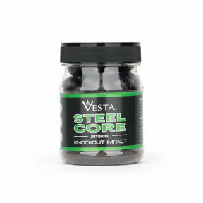 id-paintball VESTA Steel Core .68 Kaliber Geschosse mit 9,6g Gewicht in einer schwarzen Vorratsdose