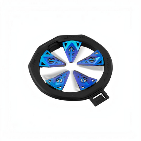 id-paintball Virtue Crown SF 2 Speed Feed für Spire 3 Loader mit blauen, stabilen Fingern auf schwarzem Rahmen
