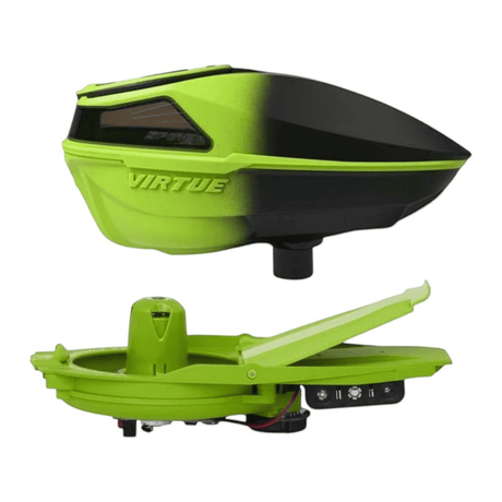 id-paintball Virtue Spire 5 Paintball Hopper in Acid Black Fade mit elektronischem Zuführsystem und Sensortechnik