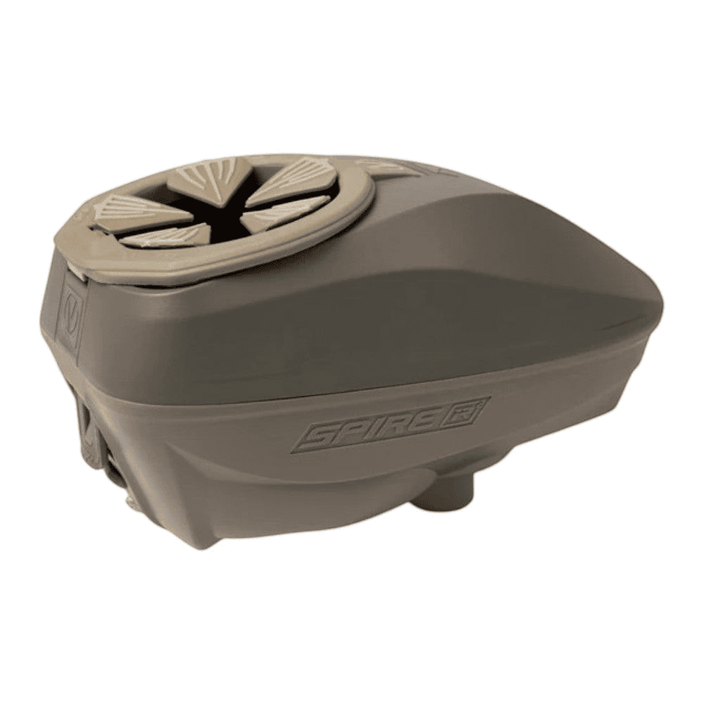 id-paintball Virtue Spire IR2 Paintball Hopper in Doodoo FDE Tan mit 3-Eye-Infrarotsensorik und robustem Nylon-Gehäuse