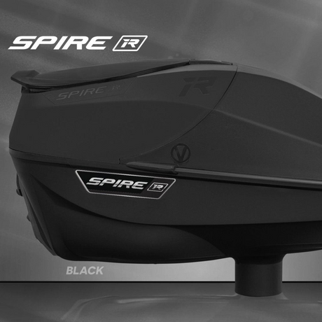 id-paintball Virtue Spire IR2 Paintball Hopper in Schwarz mit modernem Design und Spire IR Logo