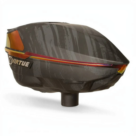 id-paintball Virtue Spire IV Graphic Fire Paintball Loader in grauem Design mit Racing-Streifen und Logo-Detail