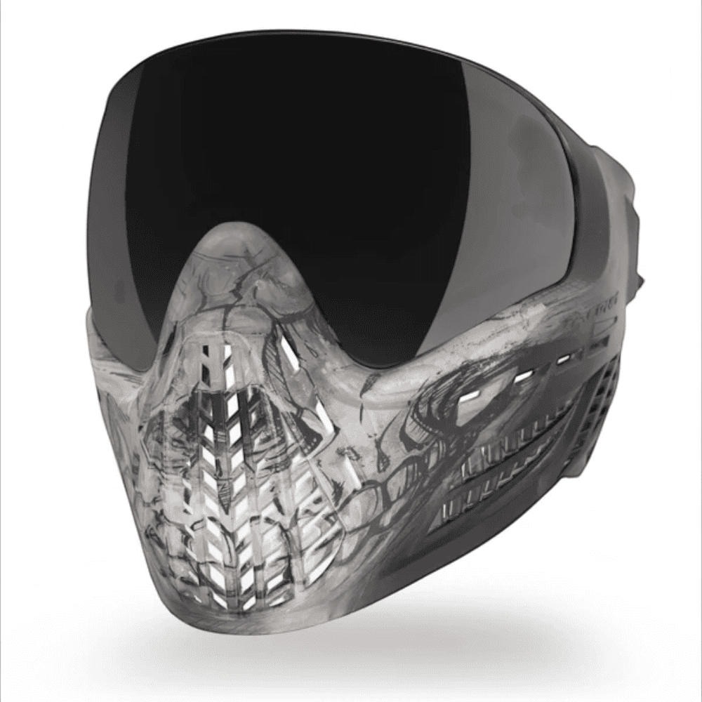 id-paintball Virtue VIO Ascend Thermal Paintball-Maske in Grey Skull Limited Edition mit großer Anti-Fog-Linse