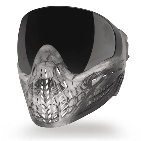 id-paintball Virtue VIO Ascend Thermal Paintball-Maske in Grey Skull Limited Edition mit großer Anti-Fog-Linse