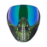 id-paintball Virtue VIO Ascend Paintball Maske mit grünem Acid Skull Design und blau-grünem Thermalglas