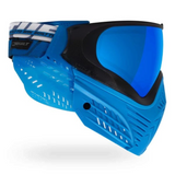 id-paintball Virtue VIO X6 Paintball Maske in Ice Black mit blauem Visier und verstellbarem Kopfband