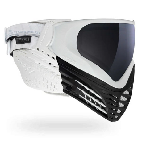 id-paintball Virtue VIO X6 Paintball Maske in White Storm mit schwarzem Visier und verstellbarem Kopfband