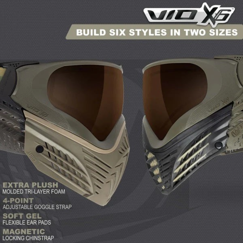 id-paintball Virtue VIO X6 Desert Storm Paintball-Maske in zwei anpassbaren Varianten mit getönter Linse