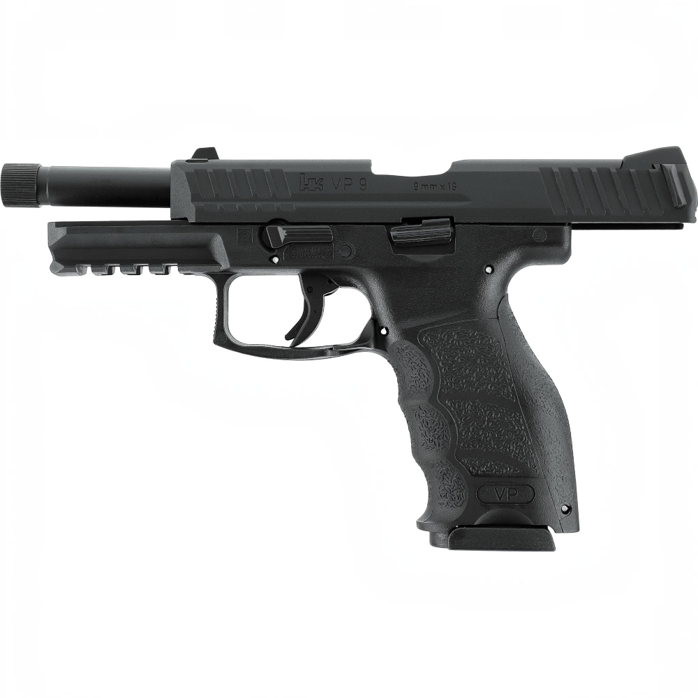 id-paintball Heckler & Koch VP9 Tactical Airsoft-Pistole in Schwarz mit Metallschlitten und Gewindelauf