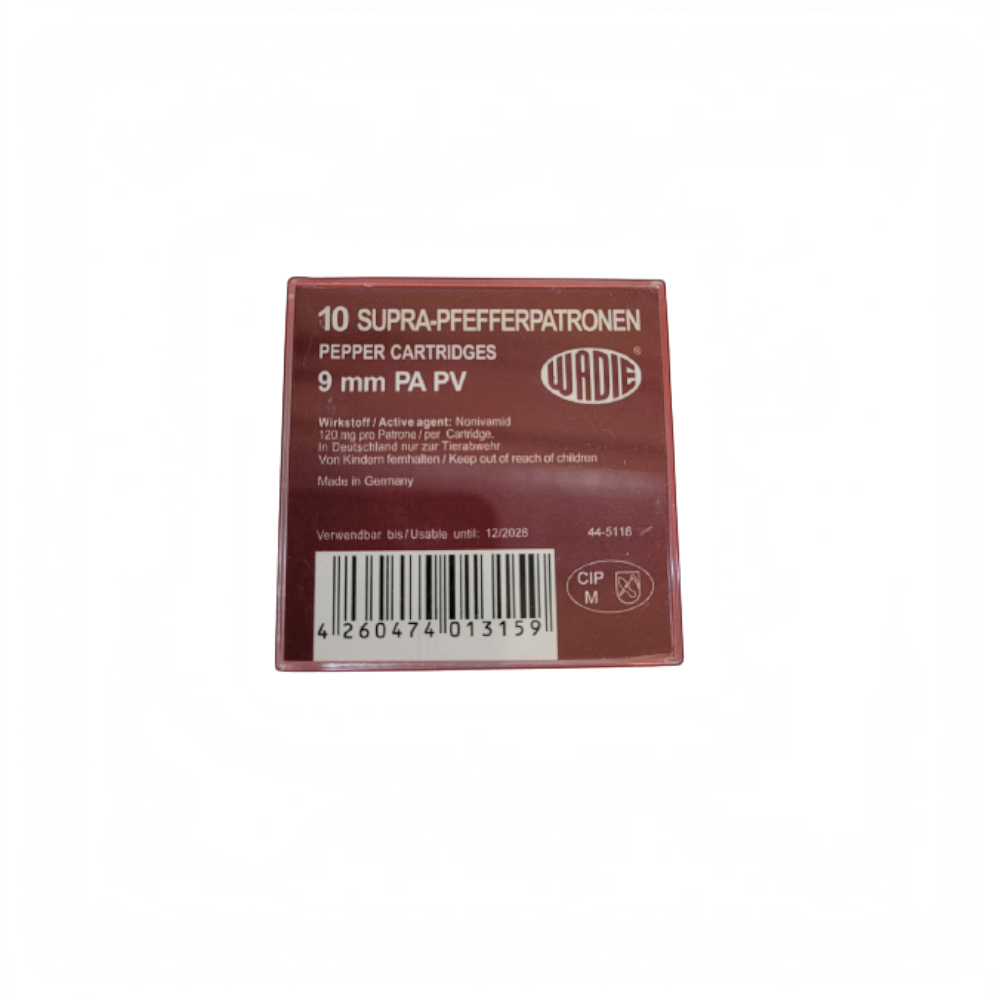 id-paintball Wadie 9mm PAK Pepper Supra Pfefferkartuschen Packung mit 10 Patronen zur Tierabwehr