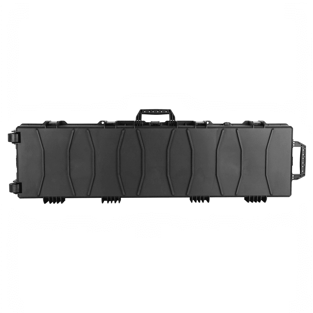 id-paintball XXL Waffenkoffer in Schwarz aus robustem Polymer mit Rollen und Tragegriffen für sicheren Transport