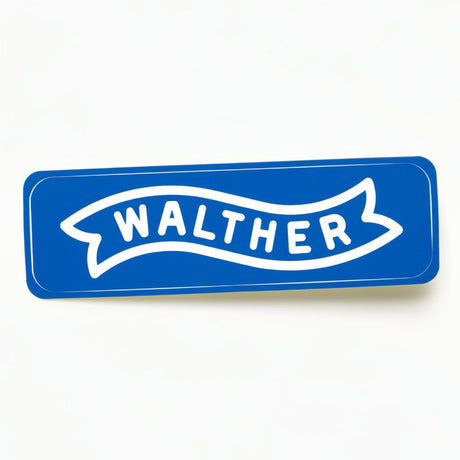 id-paintball Walther Aufkleber in Blau mit weißem Logo, wetterfest und selbstklebend, 160 x 46,3 mm