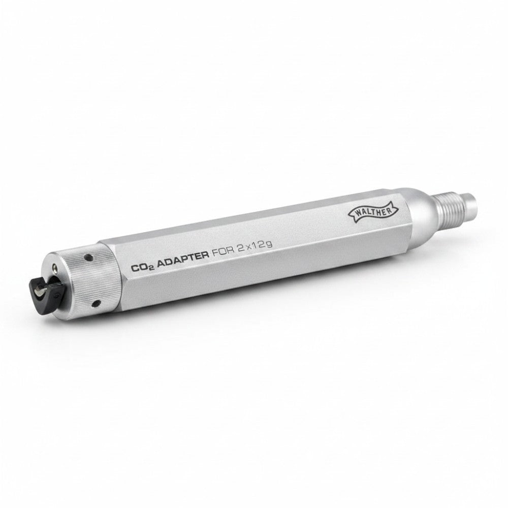 id-paintball Walther CO2-Adapter für zwei 12g Kapseln aus silbernem Metall für Druckluftwaffen