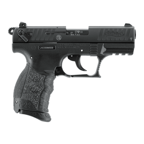 id-paintball Walther P22Q Schreckschusspistole in Schwarz mit Hi-Grip-Oberfläche und Picatinny-Schiene