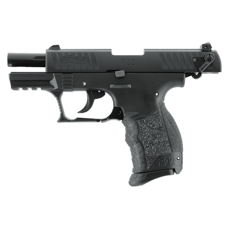 id-paintball Walther P22Q Schreckschusspistole in Schwarz mit Hi-Grip Polymergriffstück und Picatinny-Schiene