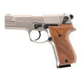 id-paintball Walther P88 Schreckschusspistole mit edlem Nickel-Finish und klassischen Holzgriffschalen