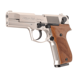 id-paintball Walther P88 Schreckschusspistole in Nickel-Optik mit edlen Holzgriffschalen im Profil