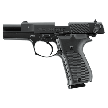 id-paintball Walther P88 Schreckschusspistole in Schwarz mit ergonomischem Kunststoffgriff und beidseitiger Sicherung