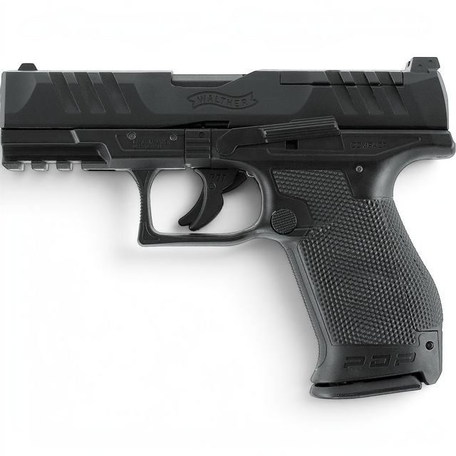 id-paintball Walther PDP Compact 4 Zoll CO2 Airsoftpistole in Schwarz mit Metallschlitten und Picatinny-Schiene