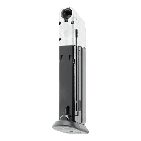 id-paintball T4E Walther PDP Magazin Cal.43 für 8 Schuss mit schwarzem Kunststoffgehäuse und silbernem Metallkopf