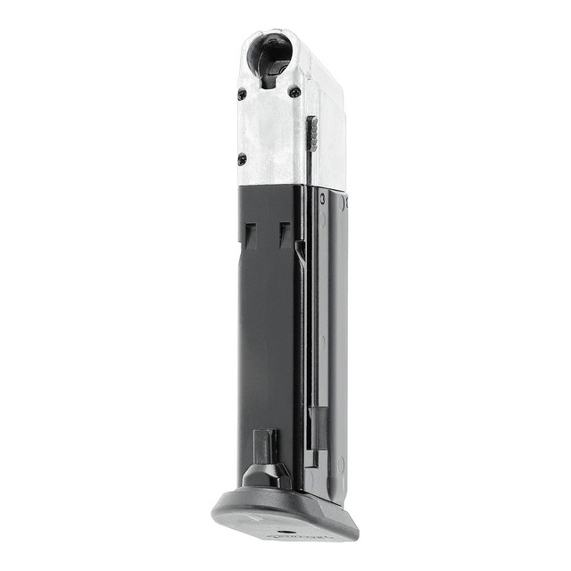 id-paintball T4E Walther PDP Magazin Cal.43 für 8 Schuss mit schwarzem Kunststoffgehäuse und silbernem Metallkopf