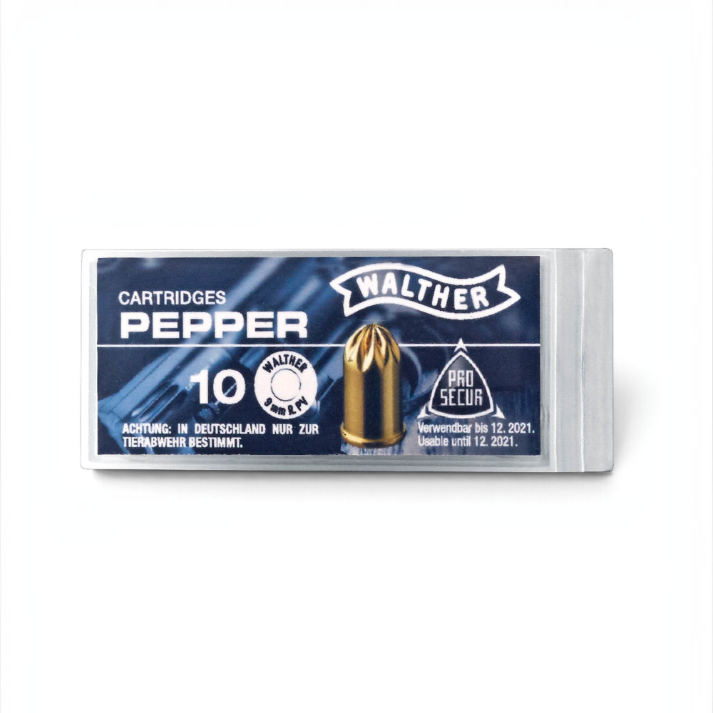 Walther Pfeffermunition 9mm R.K. Pepper Packung mit 10 Schuss für id-paintball zur Tierabwehr