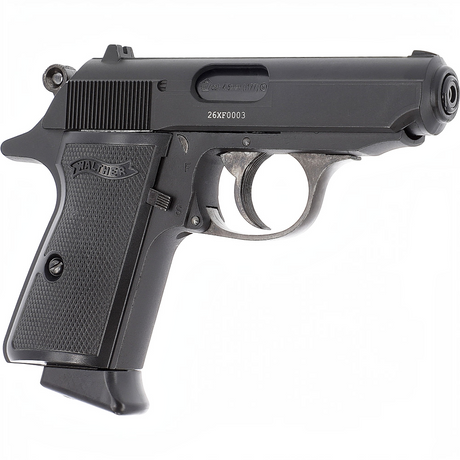 Walther PPK/S CO2 Luftpistole von id-paintball in schwarzer Vollmetall-Ausführung mit Blowback-System