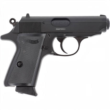 id-paintball Walther PPK/S CO2-Luftpistole in Schwarz aus Vollmetall mit Blowback-System im Kaliber 4,5 mm Stahl-BB