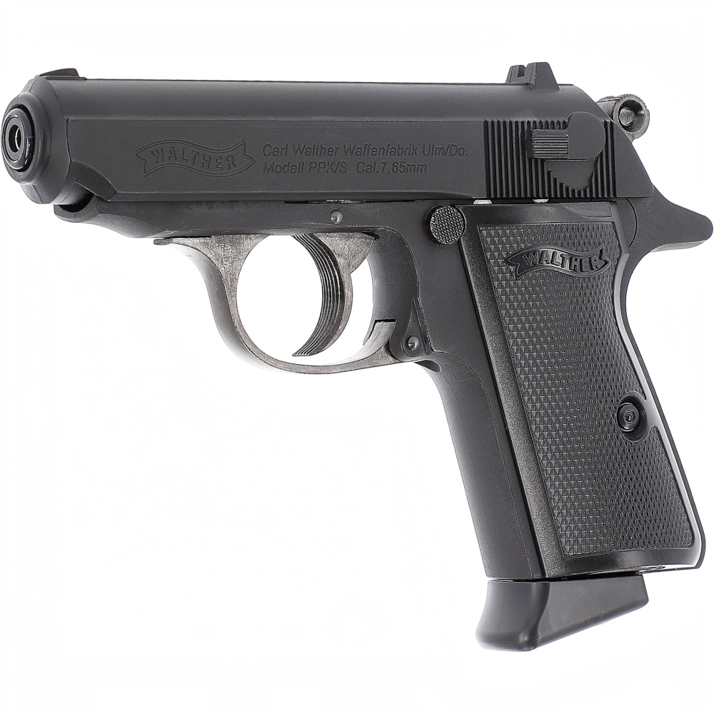id-paintball Walther PPK/S CO2-Luftpistole aus Vollmetall in Schwarz mit Blowback-System und 4,5 mm Kaliber