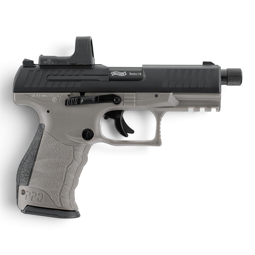 id-paintball Walther PPQ M2 Q4 TAC CO2-Pistole in Tungsten Gray mit Leuchtpunktvisier und Blowback-Funktion