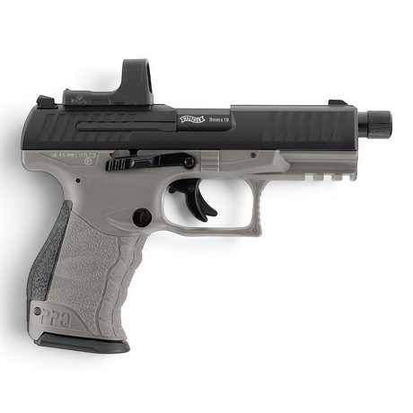 id-paintball Walther PPQ M2 Q4 TAC CO2-Pistole in Tungsten Gray mit Leuchtpunktvisier und Blowback-Funktion