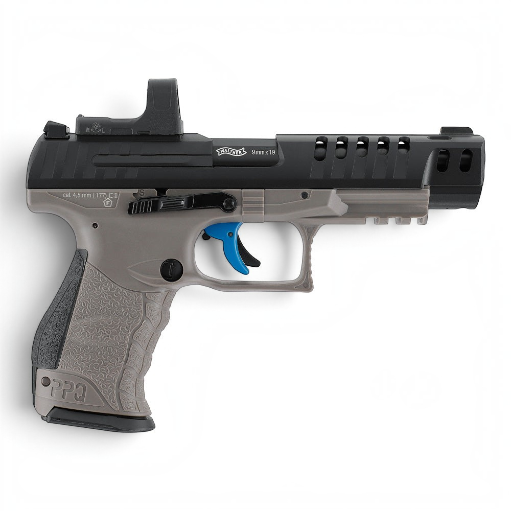 id-paintball Walther Q5 Match Combo CO2-Pistole in Tungsten Gray mit RDS 8 Leuchtpunktvisier und Blowback-System