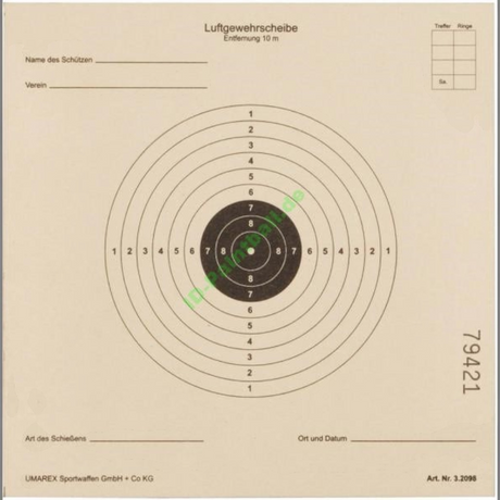 id-paintball ISSF Luftgewehr Zielscheibe 17x17 cm aus Karton mit 10-Teilung für präzises Schießtraining