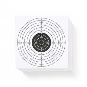 id-paintball Zielscheiben 17x17 cm aus stabilem Papier mit klassischer 10er-Ringeinteilung für das Schießtraining.