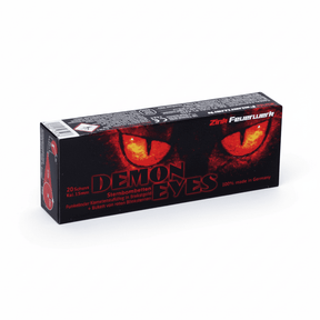 id-paintball Zink Demon Eyes Pyrotechnik-Set mit 20 Bombetten, 15mm Kaliber, Brokatgold-Aufstieg und roten Blinksternen