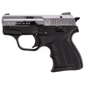 id-paintball Zoraki 906 Schreckschusspistole in Chrom und Schwarz mit ergonomischem Polymer-Griffstück