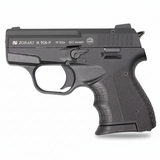 id-paintball Zoraki 906 Schreckschusspistole in Schwarz mit Polymergriffstück und Metallschlitten im Profil