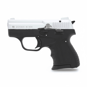 id-paintball Zoraki 906 Schreckschusspistole in mattem Chrom und Schwarz mit kompaktem Polymergriff