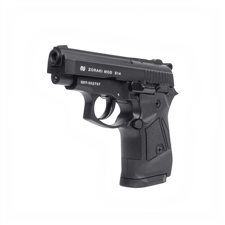 Schwarze Zoraki 914 Gas-Signalpistole von id-paintball im Kaliber 9mm P.A.K. mit ergonomischem Griff