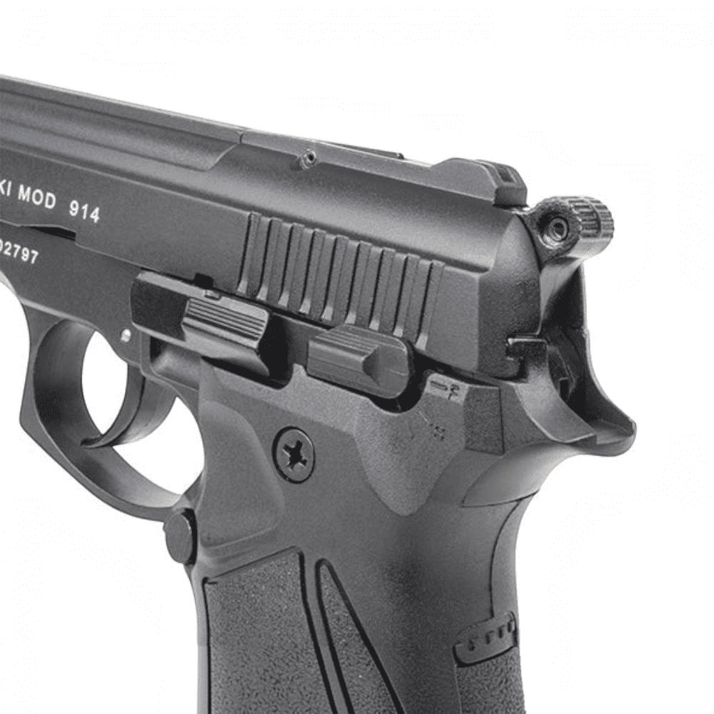 id-paintball Zoraki 914 Gas-Signalpistole in Schwarz mit ergonomischem Griff und Stahlverstärkungen