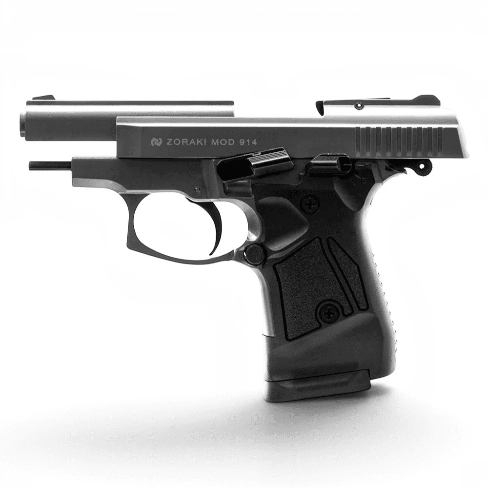 id-paintball Zoraki 914 Titan Schreckschusspistole in 9mm PAK mit schwarzem Griffstück und Metallgehäuse